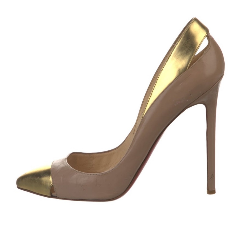 Christian louboutin Elegant Gold and Tan Women's Pumps